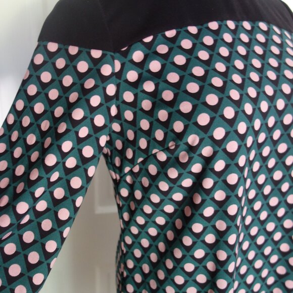 BODEN Green Black Polka Dot Shift Dress – US Sz 6 - Picture 4 of 12